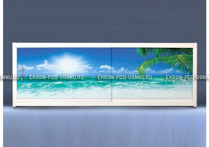 Экран на роликах EUROPLEX Пляж – купить по цене 12400 руб. в интернет-магазине в городе Брянск картинка 1