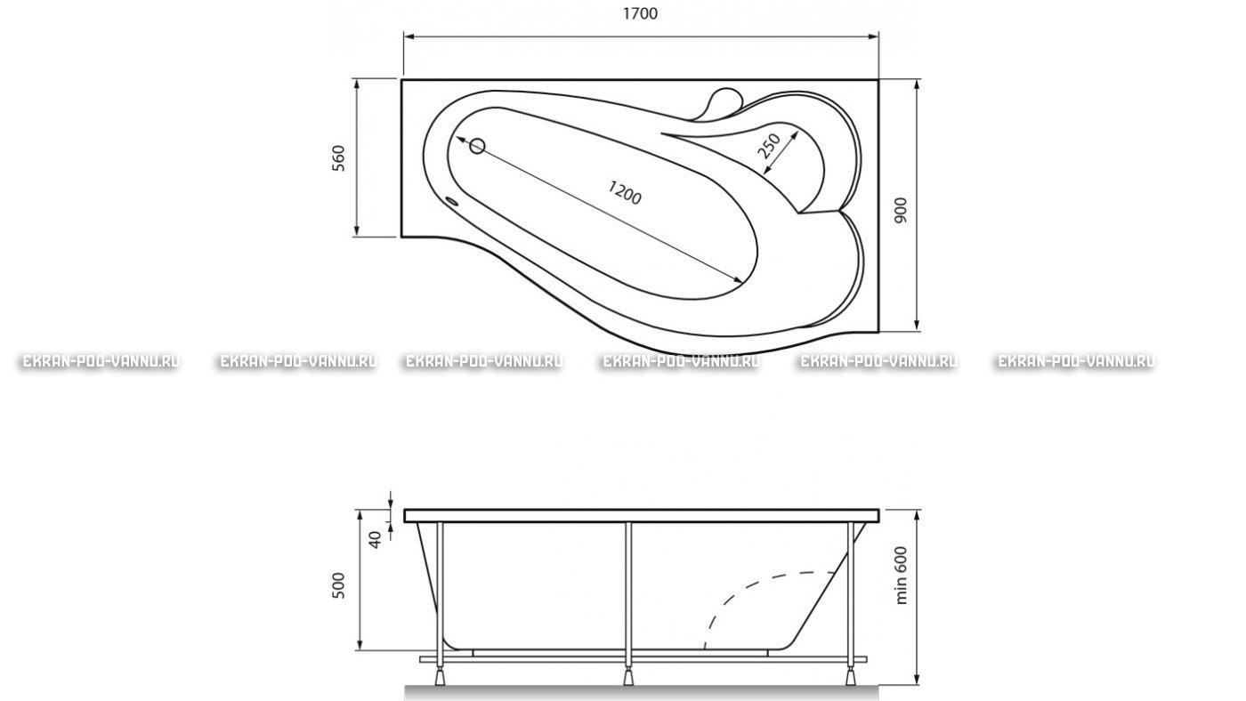 Акриловая ванна Relisan Isabella 170x90x60 – купить по цене 24130 руб. в интернет-магазине в городе Брянск картинка 13