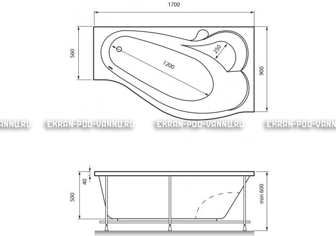 Акриловая ванна Relisan Isabella 170x90x60 – купить по цене 24130 руб. в интернет-магазине в городе Брянск картинка 4