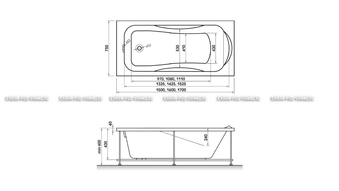 Акриловая ванна Relisan Elvira 150x75 – купить по цене 15260 руб. в интернет-магазине в городе Брянск картинка 10