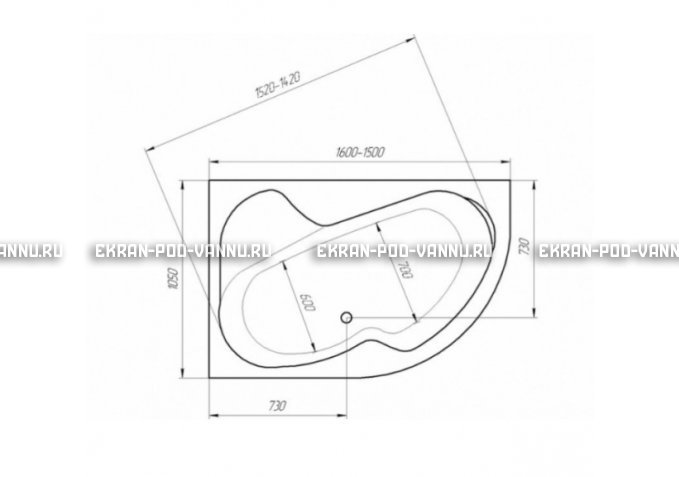 Акриловая ванна 1MarKa Aura 150x105 – купить по цене 16250 руб. в интернет-магазине в городе Брянск картинка 3