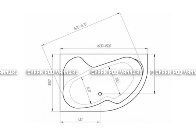 Акриловая ванна 1MarKa Imago 160x105 – купить по цене 16700 руб. в интернет-магазине в городе Брянск картинка 3