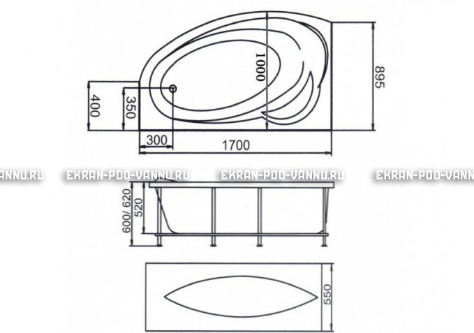 Акриловая ванна 1MarKa Julianna 170x100 – купить по цене 21320 руб. в интернет-магазине в городе Брянск картинка 3