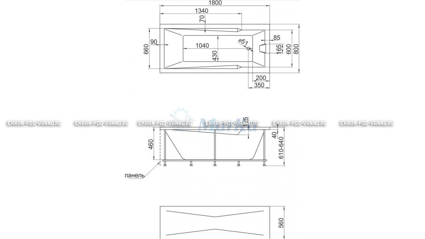 Акриловая ванна 1MarKa Raguza 180x80 – купить по цене 17854 руб. в интернет-магазине в городе Брянск картинка 13
