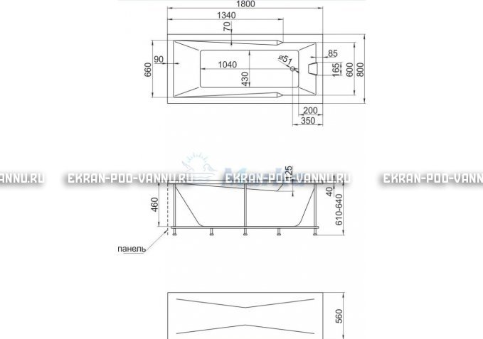 Акриловая ванна 1MarKa Raguza 180x80 – купить по цене 17854 руб. в интернет-магазине в городе Брянск картинка 4