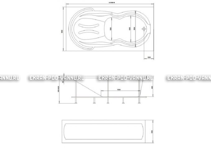 Акриловая ванна 1MarKa Taormina 180x90 – купить по цене 17670 руб. в интернет-магазине в городе Брянск картинка 3