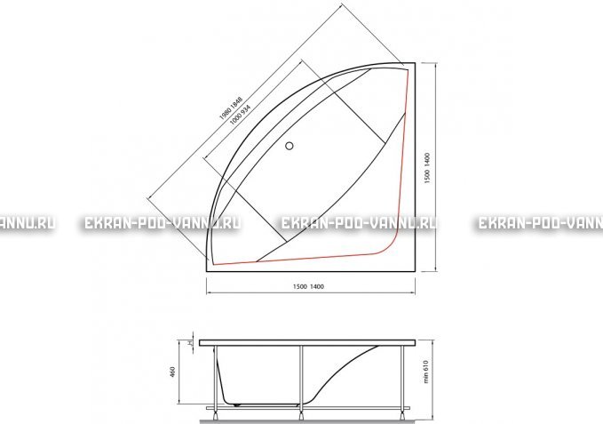 Акриловая ванна Vayer Boomerang 140x140 – купить по цене 53070 руб. в интернет-магазине в городе Брянск картинка 4