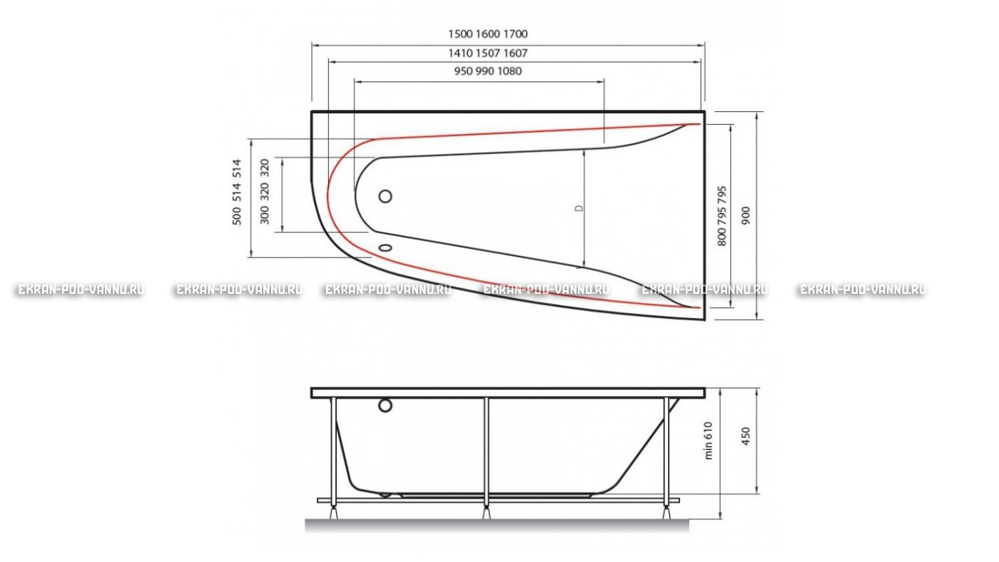 Акриловая ванна Vayer Boomerang 150x90 – купить по цене 42270 руб. в интернет-магазине в городе Брянск картинка 10