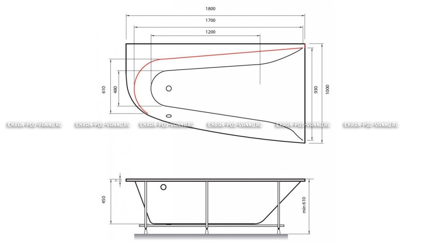 Акриловая ванна Vayer Boomerang 180x100 – купить по цене 53030 руб. в интернет-магазине в городе Брянск картинка 13