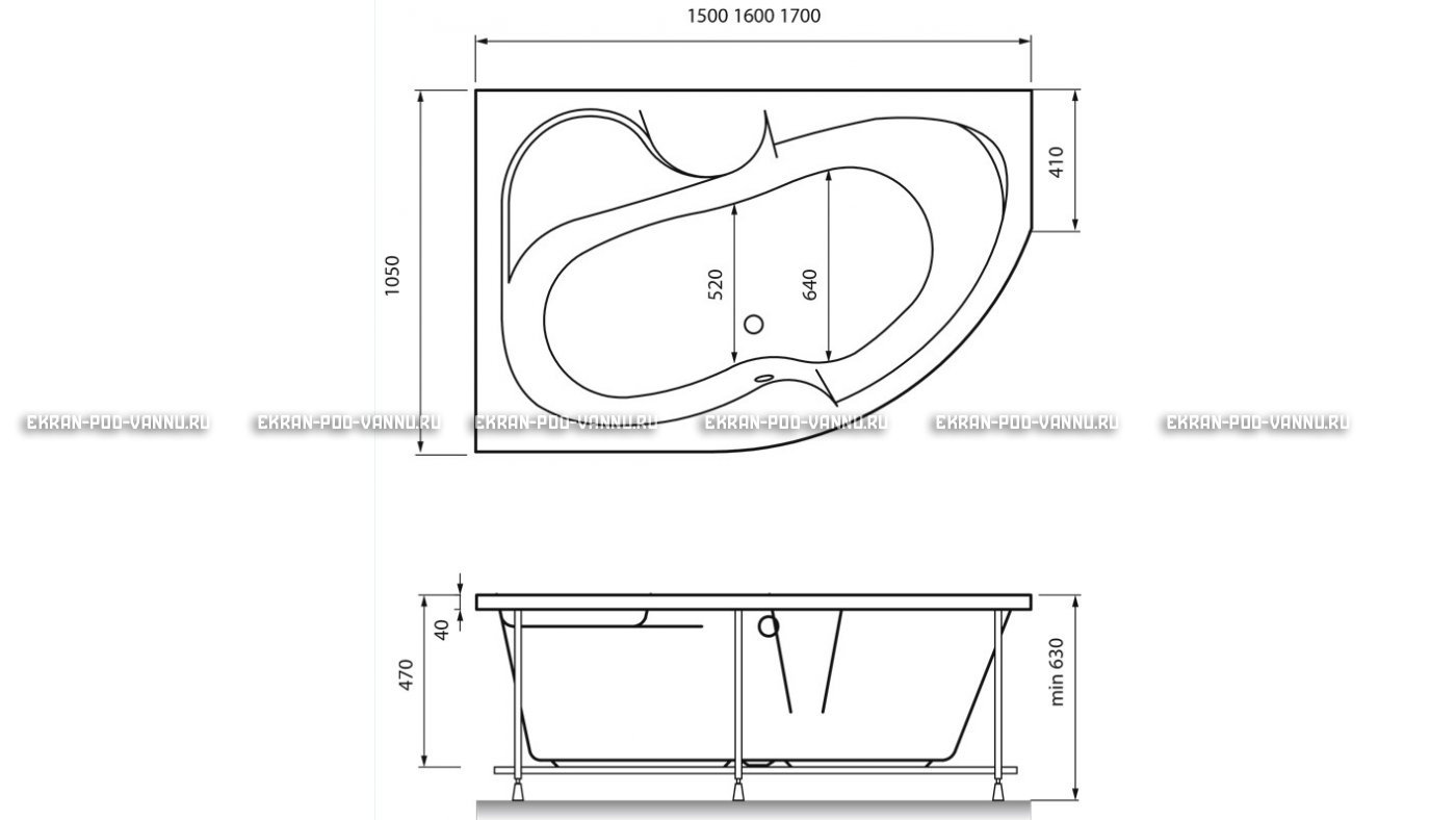 Акриловая ванна Vayer Azalia 160x105 – купить по цене 28220 руб. в интернет-магазине в городе Брянск картинка 16