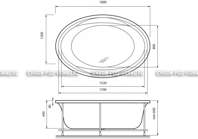 Акриловая ванна Vayer Opal 180x120 – купить по цене 33850 руб. в интернет-магазине в городе Брянск картинка 4
